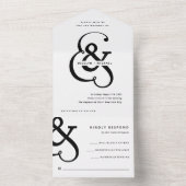 Whimsischer Ampersand | Schwarz-Weiß-Hochzeit All In One Einladung (Innen Boden)