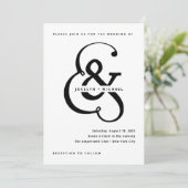 Whimsischer Ampersand | Schwarz-Weiß-Hochzeit Einladung (Stehend Vorderseite)