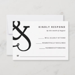 Whimsischer Ampersand | Schwarz-Weiß-Hochzeit RSVP Karte