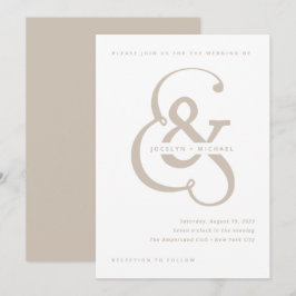 Whimsischer Ampersand | Weiße und beige Hochzeit Einladung