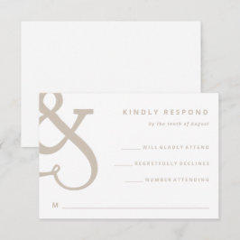 Whimsischer Ampersand | Weiße und beige Hochzeit RSVP Karte