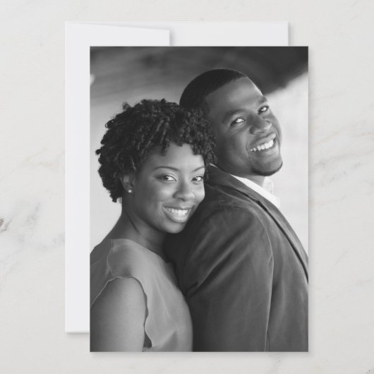 Whimsischer Ampersand | Weißes und Beige Foto Zurü Save The Date (Rückseite)