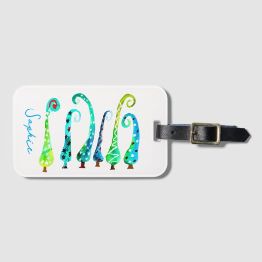 Whimsischer Aquarell Gepäckanhänger (Vorderseite (Horizontal))