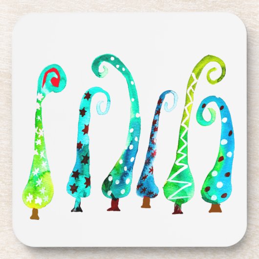 Whimsischer Aquarell Getränkeuntersetzer (Vorderseite)