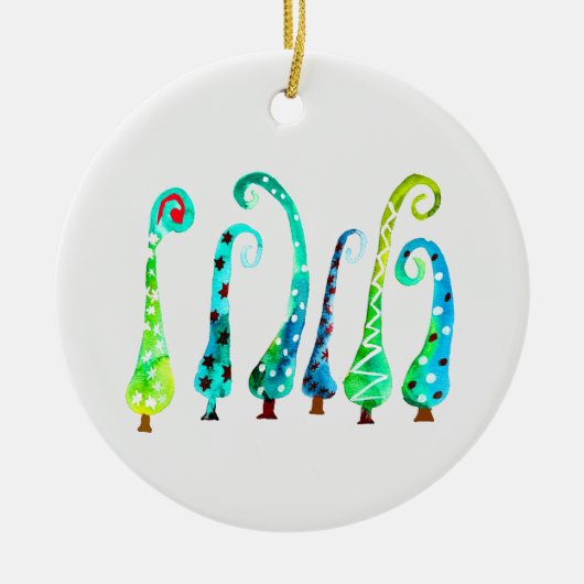 Whimsischer Aquarell Keramik Ornament (Vorne)