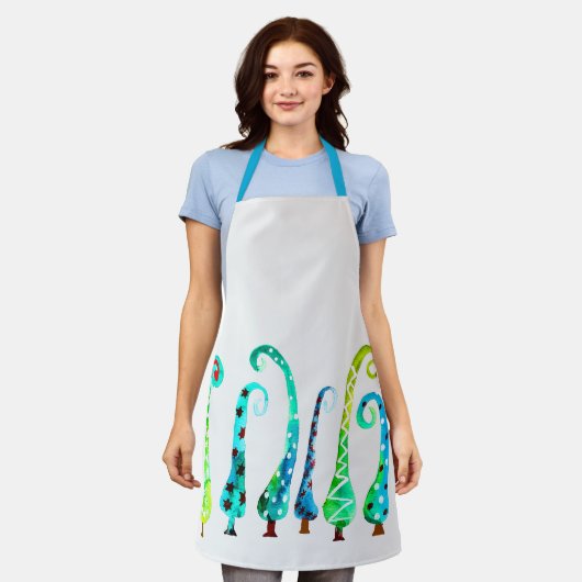 Whimsischer Aquarell Schürze (Getragen)