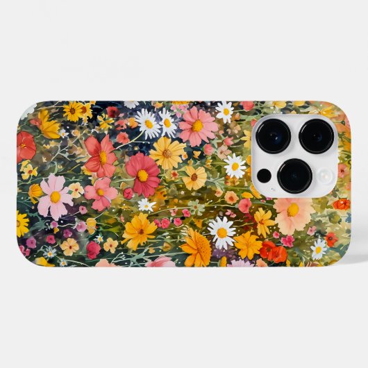 Whimsischer Aquarell Wildblumen Fantasie-Blume Case-Mate iPhone Hülle (Rückseite (Horizontal))