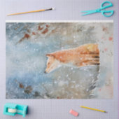 Whimsischer Aquarellfox im Schneewald Weihnachten Seidenpapier (Basteln)