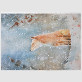 Whimsischer Aquarellfox im Schneewald Weihnachten Seidenpapier