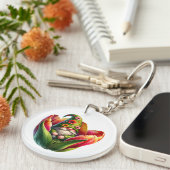 Whimsischer Aquarellgarten Schlüsselanhänger (Vorderseite rechts)