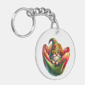 Whimsischer Aquarellgarten Schlüsselanhänger (Vorderseite links)