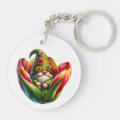 Whimsischer Aquarellgarten Schlüsselanhänger (Rückseite)