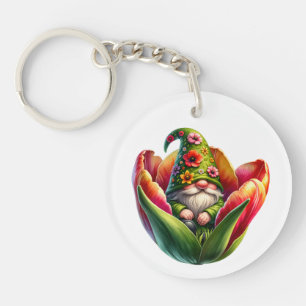Whimsischer Aquarellgarten Schlüsselanhänger