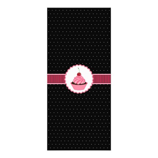 Whimsischer Bäckerei Cupcake Pink Rack Cards Werbekarte (Hinten)