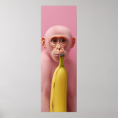 Whimsischer Banane und rosa Monkey Poster (Vorne)