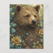 Whimsischer Bär im Wald Postkarte (Vorderseite)