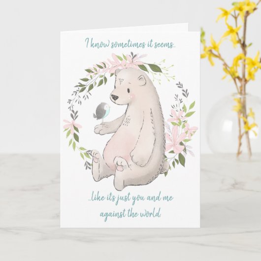 Whimsischer Bär und Bird You and Me Romantic Karte (Gelbe Blume)