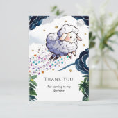 Whimsischer Bauernhof Schafe Geburtstag Dankeskarte (Stehend Vorderseite)