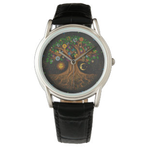 Whimsischer Baum des Lebens - Yggdrasil Armbanduhr