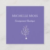 Whimsischer Baum des Lebens Zeichnend Boho Lila Quadratische Visitenkarte (Vorderseite)