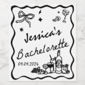 Whimsischer Black Cocktail Bachelorette Wochenende Weinetikett (Einzelnes Label)