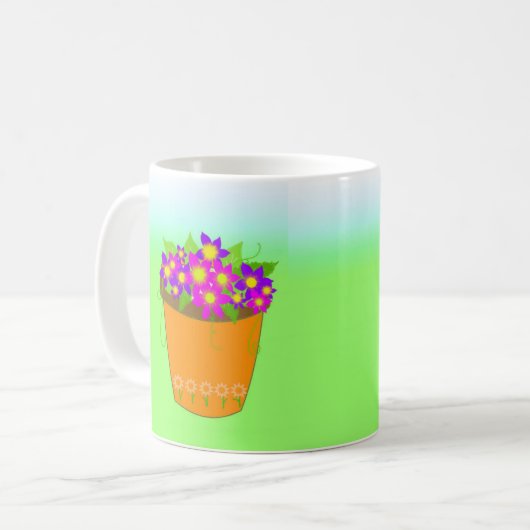 Whimsischer Blume Pot Kaffeetasse (Vorderseite Links)