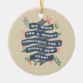 Whimsischer Blumenbanner Weihnachtsbanner Foto Url Keramik Ornament (Vorne)