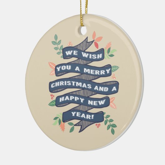 Whimsischer Blumenbanner Weihnachtsbanner Foto Url Keramik Ornament (Links)