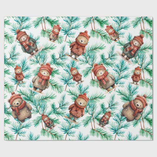 Whimsischer Blumenbären Geschenkpapier (Flach)