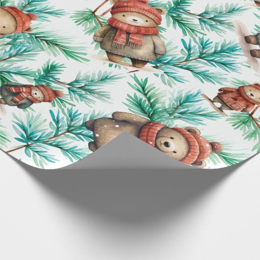 Whimsischer Blumenbären Geschenkpapier (Ecke)