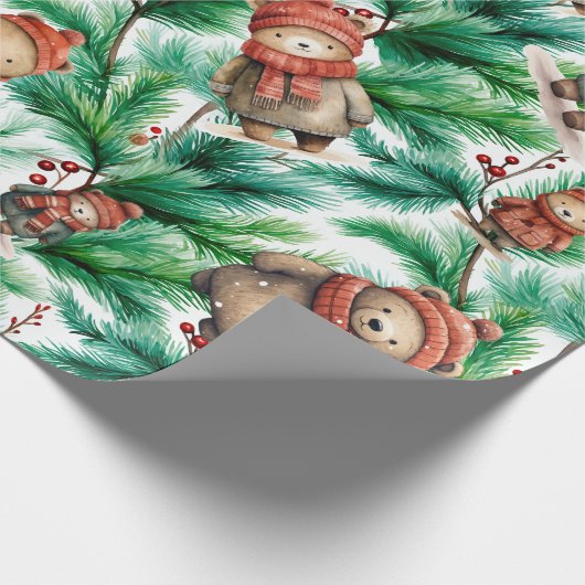 Whimsischer Blumenbären Geschenkpapier (Ecke)