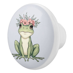 Whimsischer Blumenfrosch Cotattcore Art Trivet Keramikknauf