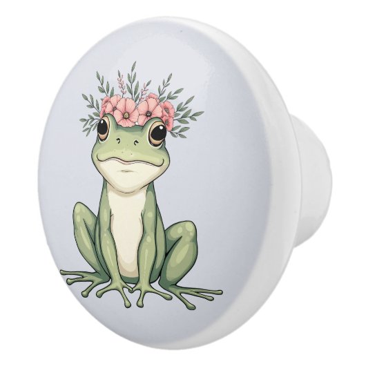 Whimsischer Blumenfrosch Cotattcore Art Trivet Keramikknauf (Rechts)