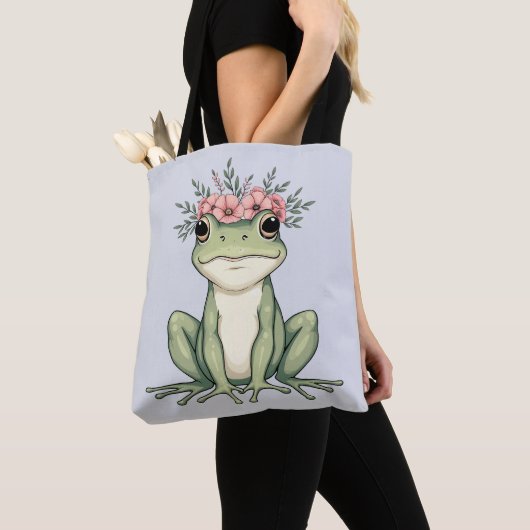 Whimsischer Blumenfrosch Kernkunst Tasche (Von Nahem)