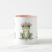 Whimsischer Blumenfrosch Kernkunst Tasse (Zentrum)
