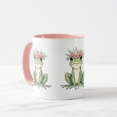 Whimsischer Blumenfrosch Kernkunst Tasse (Vorderseite Links)