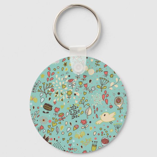 Whimsischer Blumengarten Schlüsselanhänger (Vorderseite)