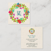 Whimsischer Blumenkranz Quadratische Visitenkarte (Vorne/Hinten)