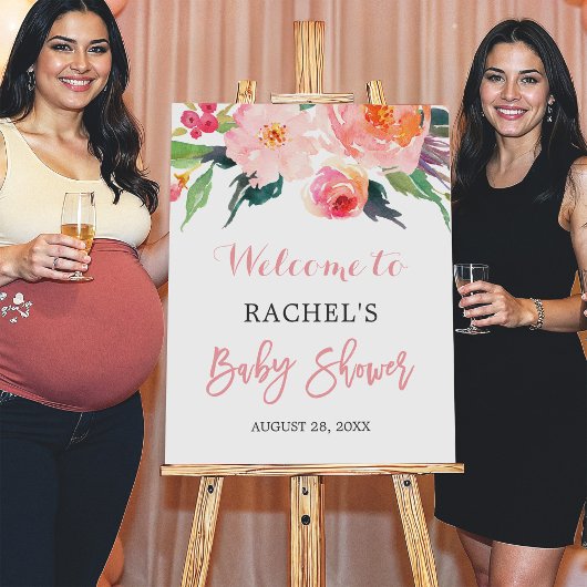 Whimsischer Blumenstrauß Babyduschzeichen Poster