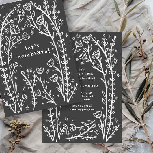 Whimsischer Blumenstrauß Niedliche Geburtstag Part Einladung