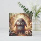 Whimsischer Blumenwald Osterhase Feiertagskarte (Stehend Vorderseite)