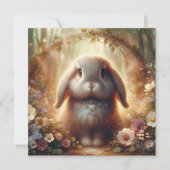 Whimsischer Blumenwald Osterhase Feiertagskarte (Vorderseite)