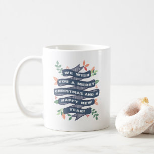 Whimsischer Blumenweihnachtsbanner Kaffeetasse