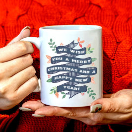 Whimsischer Blumenweihnachtsbanner Kaffeetasse