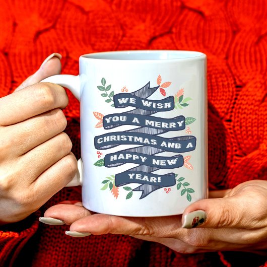 Whimsischer Blumenweihnachtsbanner Kaffeetasse