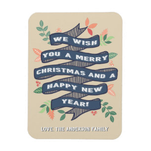 Whimsischer Blumenweihnachtsbanner Magnet