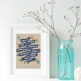 Whimsischer Blumenweihnachtsbanner Poster