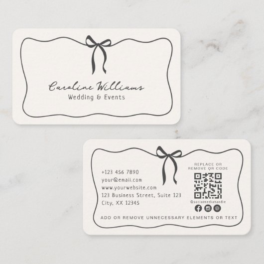 Whimsischer Bogen, QR-Code-Ereignisplanung Visitenkarte (Vorne/Hinten)