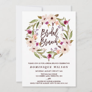 Whimsischer Bohemischer Blumenreath Bridal Brunch Einladung
