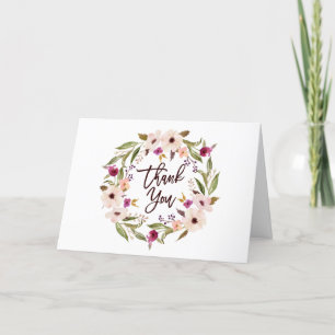 Whimsischer Bohemischer Blumenreath Dankeskarte
